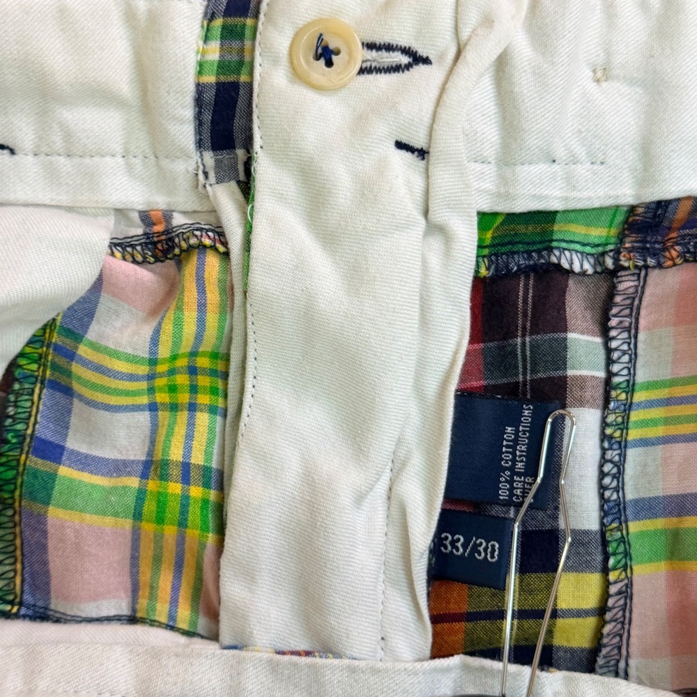 Vintage Polo Ralph Lauren Madras Patchwork Pants Mens 33 Multicolor Plaid Preppy - Picture 12 of 16